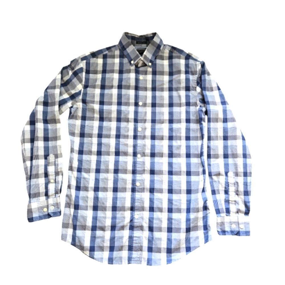 EC BANANA REPUBLIC SUPIMA COTTON PLAID BUTTON UP SHIRT SZ.M